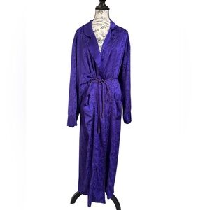 Vintage Victoria’s Secret Purple Jacquard Satin Robe L Long Belted Dressing Gown